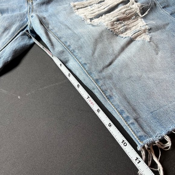 Lucky Brand Mid Rise Boyfriend Bermuda Distressed Raw Hem Denim Jean Short 00 24 - Picture 10 of 10
